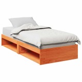 VidaXL Pat de zi fără saltea, maro ceruit, 90x190 cm, lemn masiv pin