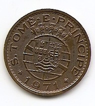 Sao Tome &amp;amp; Principe 50 Centavos 1971 - Bronz, 20.0 mm KM#-17.2 foto