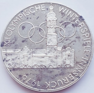 439 Austria 100 Schilling 1975 1976 Innsbruck Olympics XII Winter km 2927 argint foto