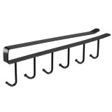 Suport Cani, Zamo&reg;, pentru Polite, Multifunctional, 6 Carlige, din Metal, 25x7cm, Culoare Neagra