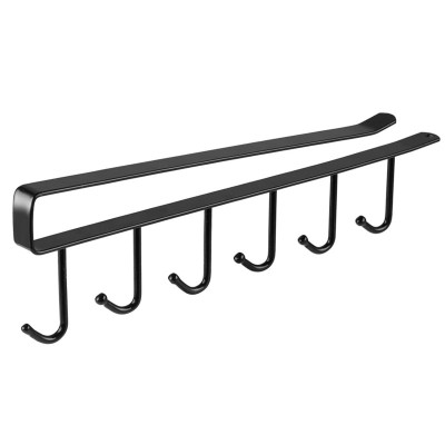 Suport Cani, Zamo&amp;reg;, pentru Polite, Multifunctional, 6 Carlige, din Metal, 25x7cm, Culoare Neagra foto