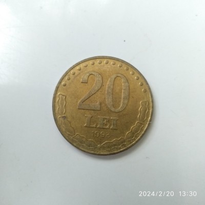 -Y- MONEDA ROMANIA 20 LEI 1993 AUNC foto