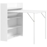 HOMCOM Masă de dining pliabilă 78,5x91 cm, cu 4 rafturi, pentru 3 persoane, masă de bucătărie rabatabilă, alb | Aosom Romania