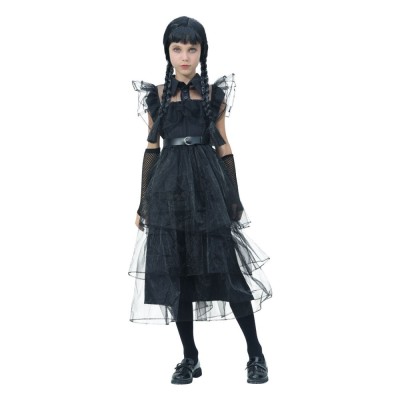 Costum Deghizare Copii, Model Gothic, Rochie Tul, Culoare Negru, Mărime Unică, Set 5 Piese foto