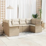 Cumpara ieftin Set de canapele pentru grădină cu pernă 6 pcs Bej Rattan poli