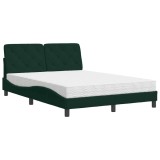 Cumpara ieftin Pat cu saltea, verde inchis, 140x190 cm, catifea