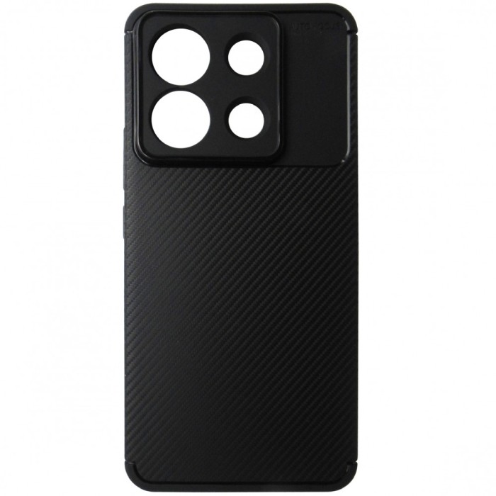 Husa tip capac spate Carbon silicon neagra pentru Xiaomi Redmi Note 13 Pro 5G, Poco X6