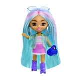 Papusa Barbie Extra Mini Minis cu par si accesorii, 8 cm, HLN45