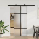 VidaXL Ușă glisantă cu set de feronerie neagră 90x205 cm Sticlă ESG