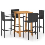 Cumpara ieftin Set mobilier de bar de gradina, 5 piese, negru