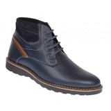 Ghete barbati casual din piele naturala imblanite model iarna Bleu GSCORSABLU