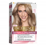 Vopsea de Par Permanenta L&#039;OREAL Paris Excellence Creme 8.1, Blond Cenusiu Deschis, 192 ml, Cu Amoniac, Vopsea de Par, Vopsea de Par Permanenta, Vopse