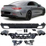 Difuzor sportiv spate + tevi de evacuare negre, potrivit pentru Mercedes CLS C257 2018-2023 Performance AutoTuning