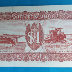 1 Dollar nedatata anii 1970 Bancnota veche Africa Guyana - SUPERBA