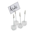 Set 4x Suport acril eticheta cu clips, inaltime 12 cm