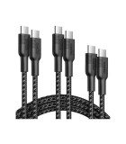 Set cabluri USB type C - USB type C 100W 3buc 1.2m +2x 2m negru, Choetech