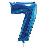 Balon Folie Metalizat Albastru Forma Cifra 7 Petrecere Aniversare Copii