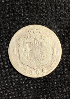 Moneda 1 leu 1884 argint Romania foto