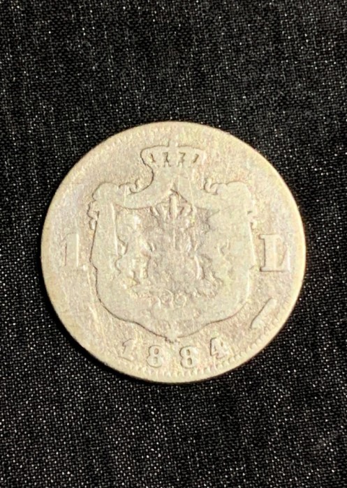 Moneda 1 leu 1884 argint Romania