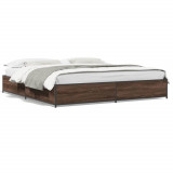 VidaXL Cadru de pat, stejar maro, 180x200 cm, lemn prelucrat și metal