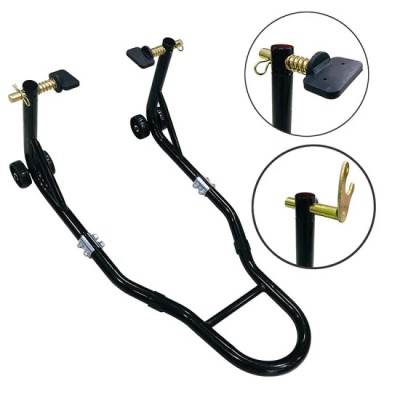 Stander de motocicleta spate universal, reglabil, include 2 tipuri de adaptoare de prindere , pin L si Y, Negru foto