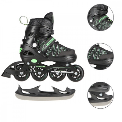 Role Reglabile 2in1 Nils Extreme NH11912A Negru/Verde FitLine Training foto