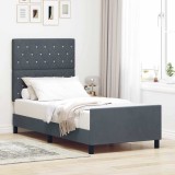 VidaXL Cadru de pat cu headboard Gri &icirc;nchis 100 x 200 cm Catifea