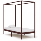 vidaXL Cadru pat cu baldachin maro &icirc;nchis 100x200 cm lemn masiv pin