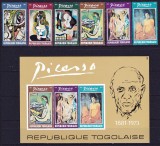 DB1 Pictura Comemorare Picasso 1974 Togo 6 v. + SS MNH