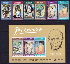 DB1 Pictura Comemorare Picasso 1974 Togo 6 v. + SS MNH
