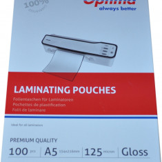 Folie Pentru Laminare, A5 (154 X 216 Mm), 125 Microni 100buc/top Optima