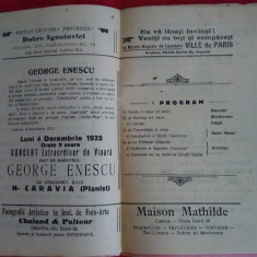 PROGRAM CONCERT GEORGE ENESCU - 1922