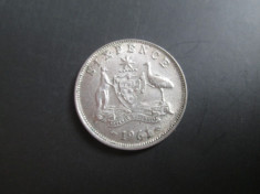 Australia _ 6 pence _ 1961 _ moneda din argint foto