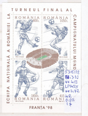 1998 Turneul final al Camp. Mond. Franta&amp;#039;98 Bl. 310 LP 1455 MNH Pret 1,9+1Lei foto