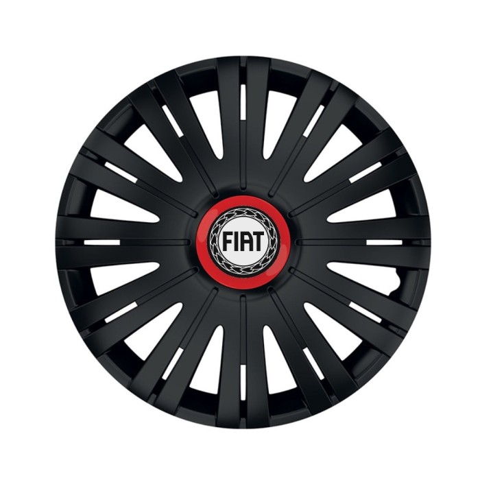 Set 4 capace roti Negre Cu Inel Rosu Active R15 Compatibil Cu Fiat