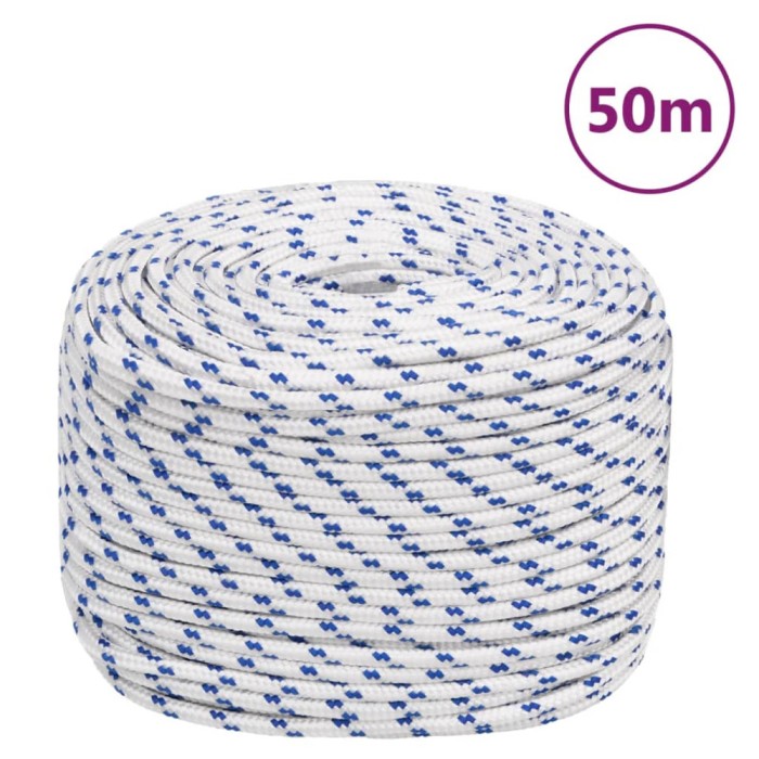 Fr&acirc;nghie de barcă, alb, 6 mm, 50 m, polipropilenă