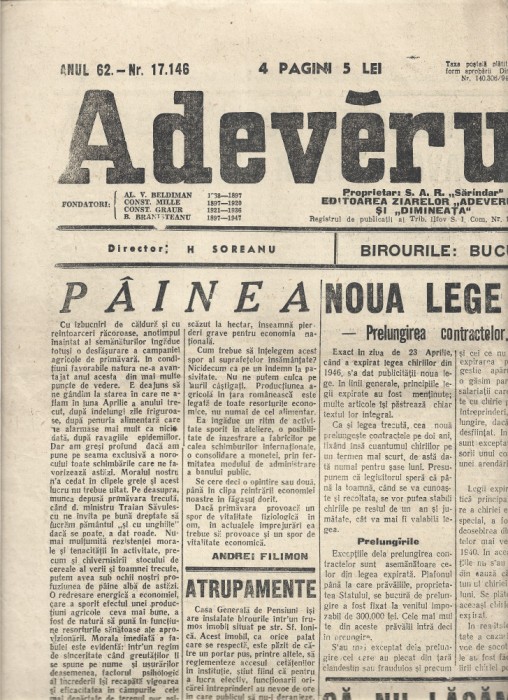 Ziar Adevarul nr.17.146 27 aprilie 1948 4 pag.