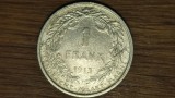 Belgia - moneda de colectie argint 835 - 1 franc / frank 1913 - varianta flamanda - mai rara - starea din imagini