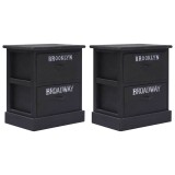 Cumpara ieftin Noptiere, 2 buc., negre, 38 x 28 x 45 cm, lemn de paulownia
