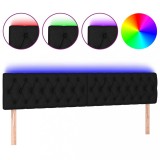 Cumpara ieftin Tablie de pat cu LED, negru, 180x7x78/88 cm, textil