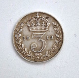 moneda argint MAREA BRITANIE _ 3 pence 1913 _ km # 813