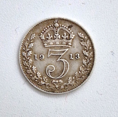 moneda argint MAREA BRITANIE _ 3 pence 1913 _ km # 813 foto