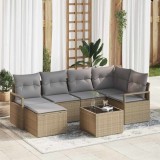 vidaXL Set de canapele pentru grădină 7 pcs Bej Rattan poli