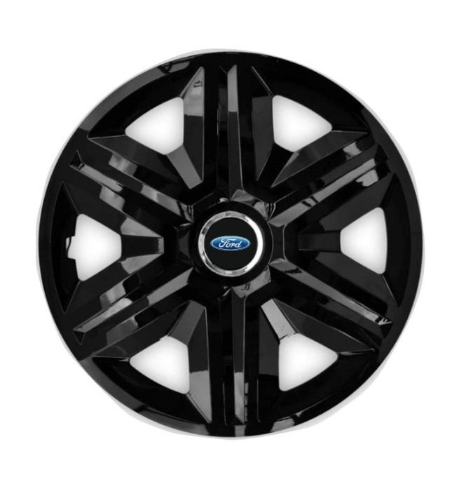 Set 4 capace roti Hubcaps fast black R16 pentru gama auto Ford