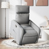 vidaXL Fotoliu rabatabil cu ridicare, gri deschis, material textil