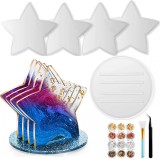 Set de 5 matrite pentru coastere cu 4 culori de sclipici si penseta KKSJK, silicon, multicolor