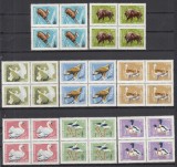 ROMANIA 1968 LP 689 FAUNA DIN REZERVATIILE NATURALE BLOCURI DE 4 TIMBRE MNH, Nestampilat