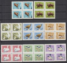 ROMANIA 1968 LP 689 FAUNA DIN REZERVATIILE NATURALE BLOCURI DE 4 TIMBRE MNH