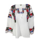 Cumpara ieftin Bluza Alba cu Motiv Floral Rosu - BMG177