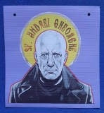 Cumpara ieftin Bucata din vinil cu imaginea &quot;Sf Andrei Gheorghe&quot; pe ambele parti, 20x20 cm